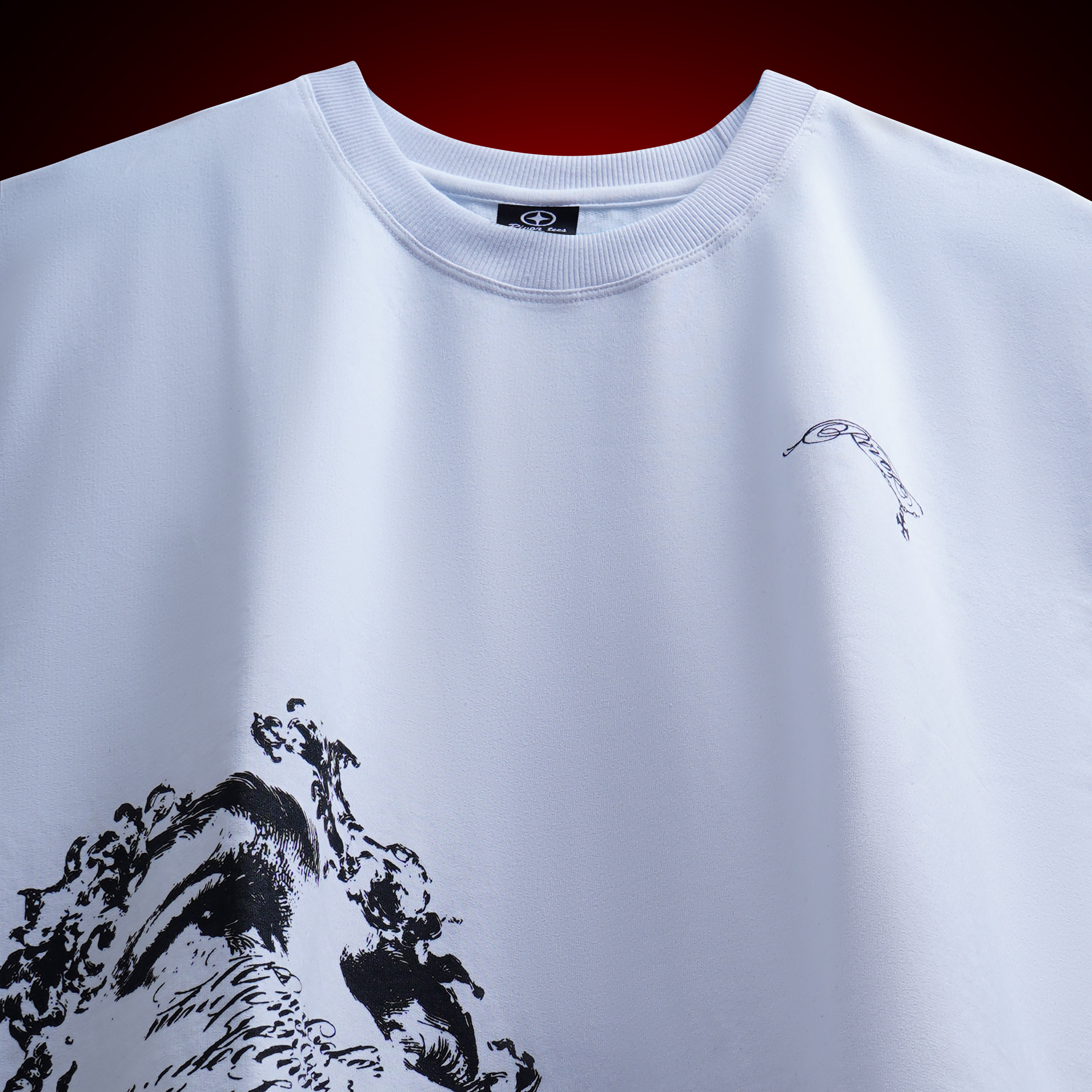 Artistic Face Print Oversized Tank- White