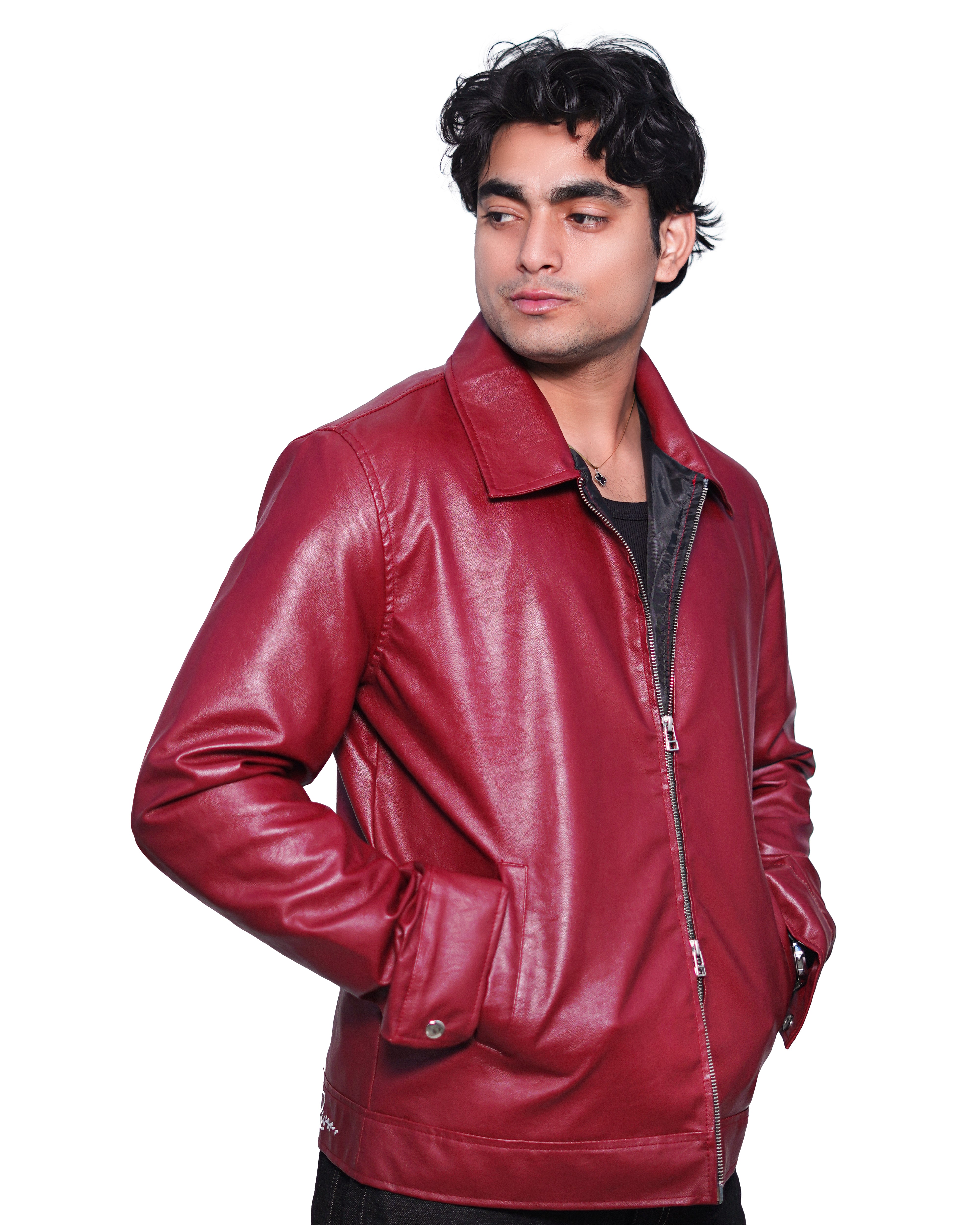 RIVOR- Cherry Red Boxy Fit Cropped Jacket — Double-Zip Edition
