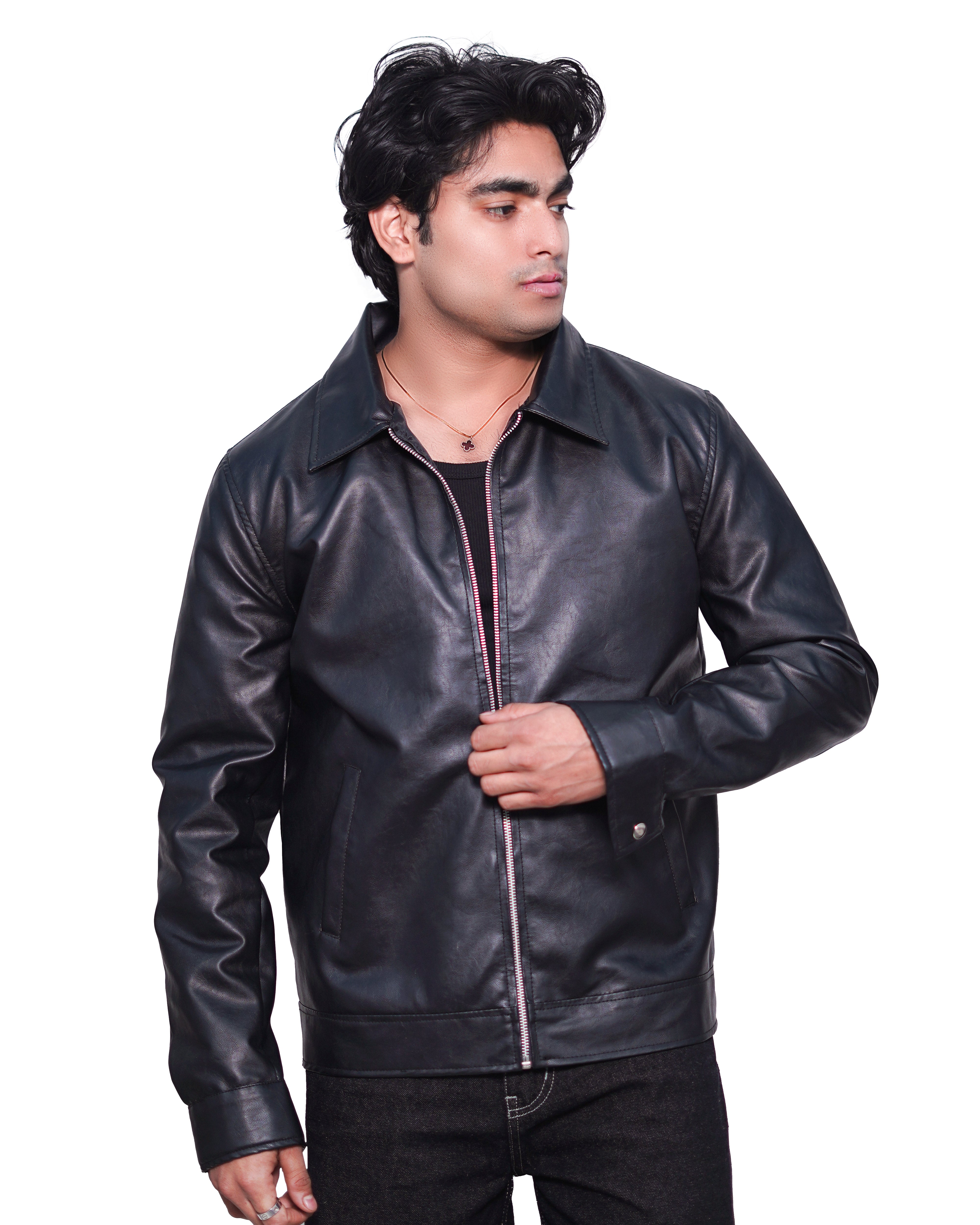RIVOR- Midnight Black Collar Jacket