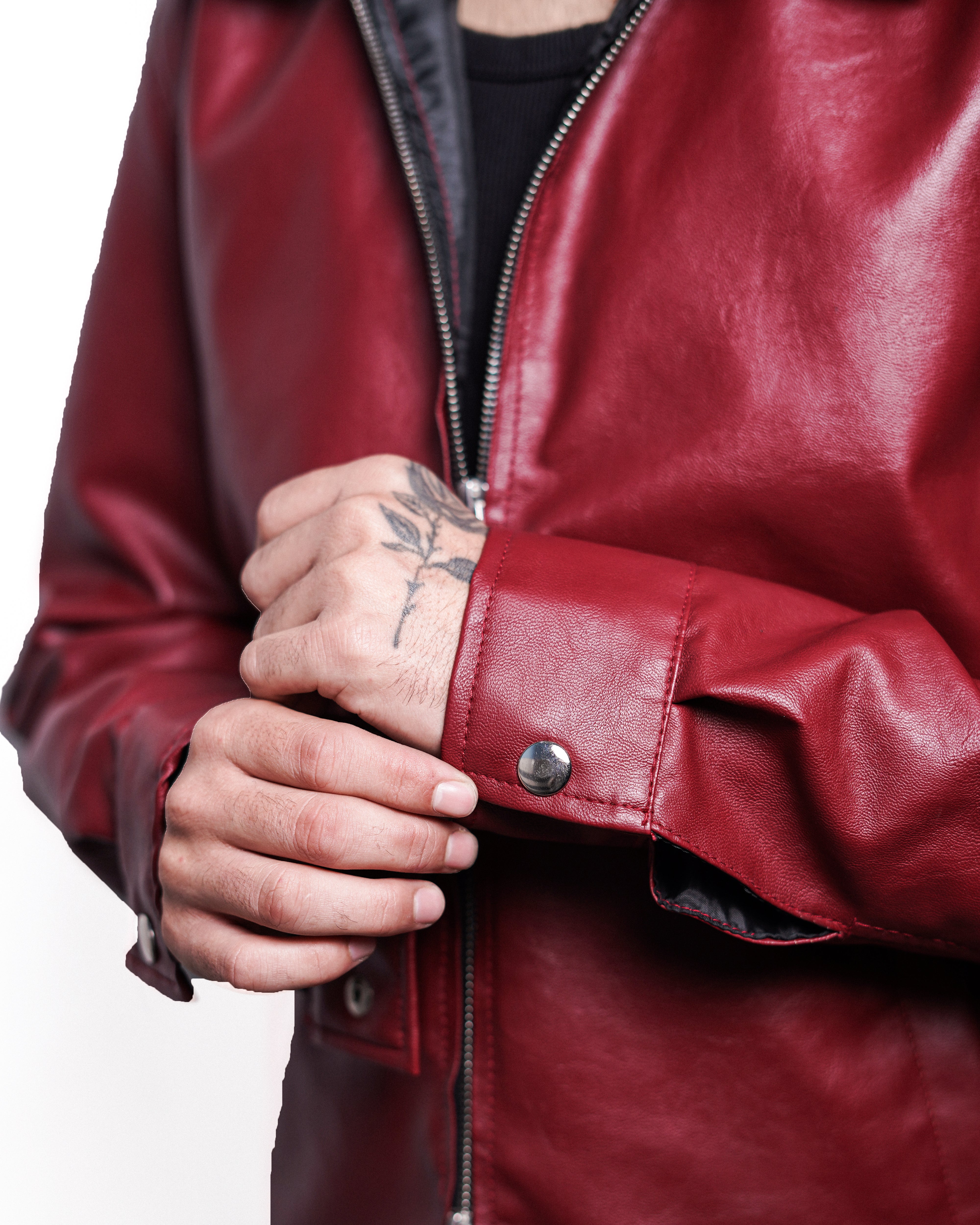 RIVOR- Cherry Red Boxy Fit Cropped Jacket — Double-Zip Edition